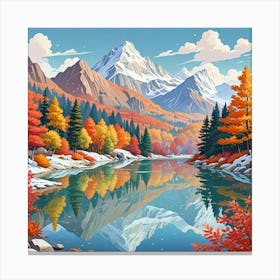 Serene Mountain Landscape Art Print (2) Canvas Print