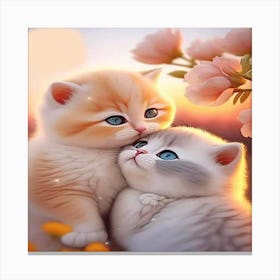 Two Kittens Kissing Canvas Print