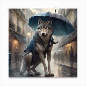 Wolf In The Rain Canvas Print