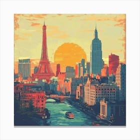 Paris Skyline Art Canvas Print