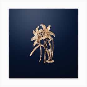 Gold Botanical Meadow Habranthus Flower on Midnight Navy Canvas Print