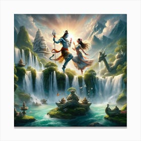Lord shiva and Lord parvati 1 Canvas Print