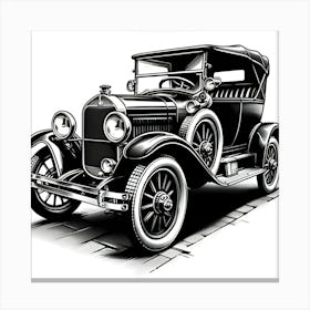 A Stencil Sketch Of A Old Vintage Car 4 Canvas Print