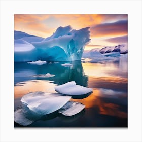 Icebergs At Sunset 24 Canvas Print