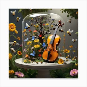 Violin In A Glass Dome 1 Canvas Print