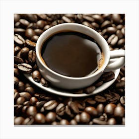 Coffee Cup On Coffee Beans 8 Canvas Print