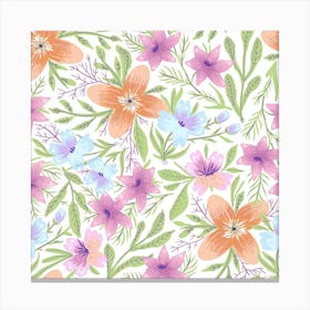 Watercolor Floral Pattern Canvas Print