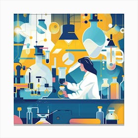 Illustration Of A Woman Working In A Laboratory Canvas Print