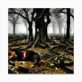 Dog In The Forest Canvas Print