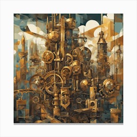 Steampunk High Rise Cubism Style Canvas Print