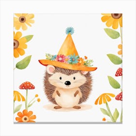 Floral Baby Hedgehog Nursery Illustration (5) Canvas Print