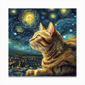 Van Gogh Cat Artwork Capturing 3 Canvas Print