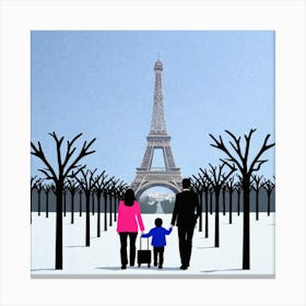 Family In Paris 5 Canvas Print