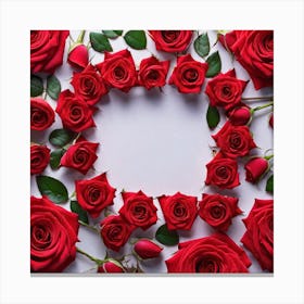 Frame Of Red Roses Canvas Print