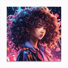 Anime Girl With Curly Hair Canvas Print