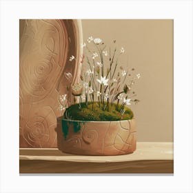 Moss And Flowers Canvas Print