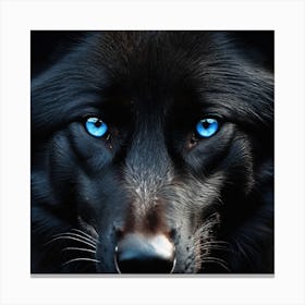 Black Wolf With Blue Eyes Canvas Print