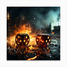 Two Dice On Fire Canvas Print