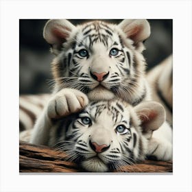 White Tiger Cubs 3 Canvas Print