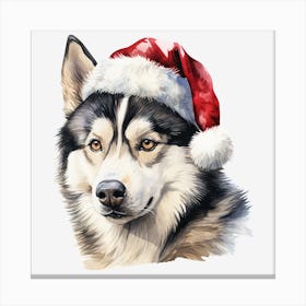 Husky Santa Hat 1 Canvas Print