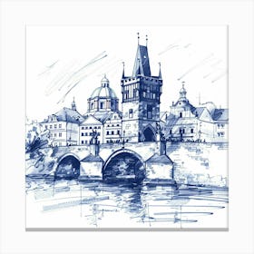 A Prague With Charles Bridge Hand Drawn Sketch I 1720467835 1 Canvas Print