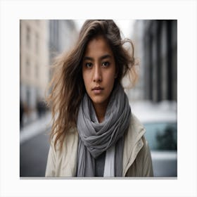 Asian Girl In Scarf Canvas Print