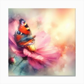 Butterfly On A Flower 2 Canvas Print