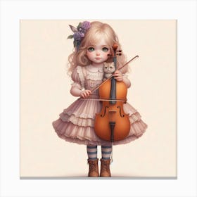 Little Girl Playing Cello Canvas Print