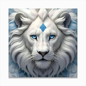 White Lion With Blue Eyes 1 Canvas Print