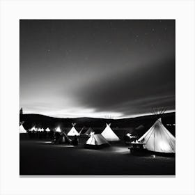 Teepees At Night 4 Canvas Print