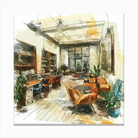 Sketch Of A Living Room 1 Canvas Print