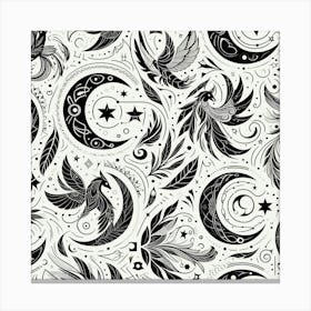 Moon And Stars Canvas Print