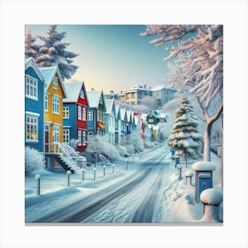 Colorful Houses In Winter Toile