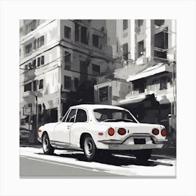 White Car On The Street Canvas Print
