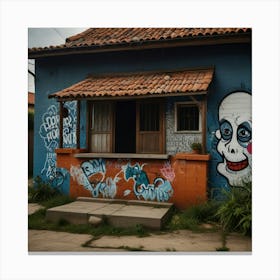 Graffiti House In Colombia Canvas Print