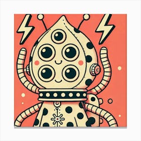 Robot With Lightning Bolts Canvas Print