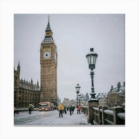 Big Ben In The Snow Canvas Print