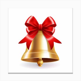 Christmas Bell With Red Ribbon Canvas Print