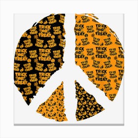 Black & Orange Trick Or Treat Halloween Witches Peace Symbol Canvas Print