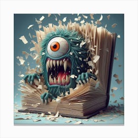 Monster In The Book Canvas Print