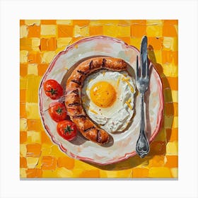 Full English Breakfast Yellow Checkerboard 2 Canvas Print