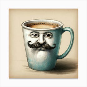 Coffee Cup With Mustache 6 Canvas Print