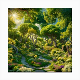 Tranquil Haven: A Serene Garden Escape 1 Canvas Print