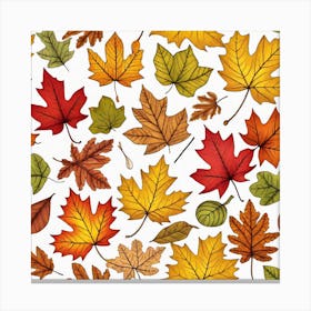 Autumn Leaves Seamless Pattern 14 Canvas Print