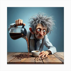 Old Man Pouring Coffee Canvas Print