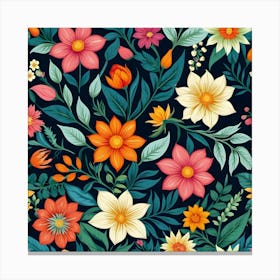 Floral Seamless Pattern 12 Canvas Print