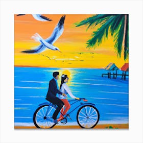 Couple On A Bicycle Canvas Print