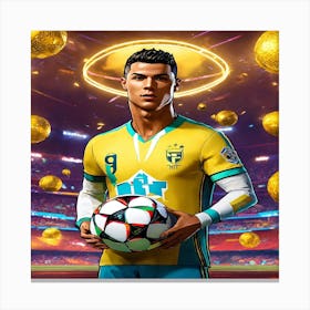 Soccer Player Holding A Soccer Ball Canvas Print