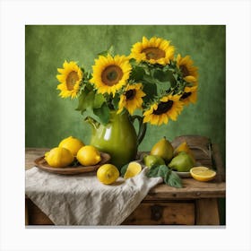 Sunflowers And Lemons Canvas Print