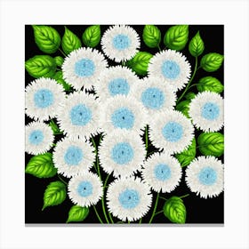 Bouquet Of White And Blue Flowers Canvas Print